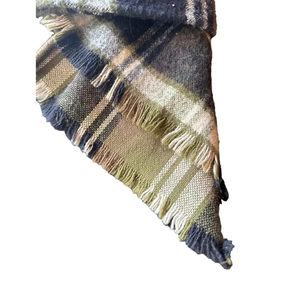 Vintage Wool Plaid Scarf Black/Green Unisex Winter‎ Fashion Accessory